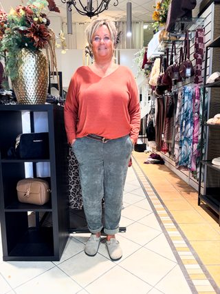 Rib Broek Ellen - Army Groen