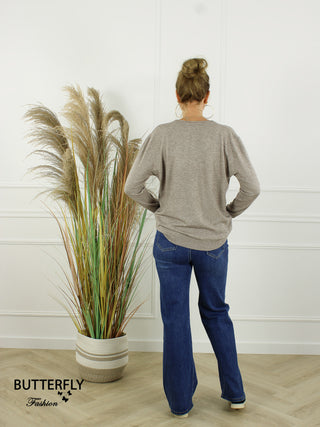 Fijn Brei Top Bella - Taupe Melee