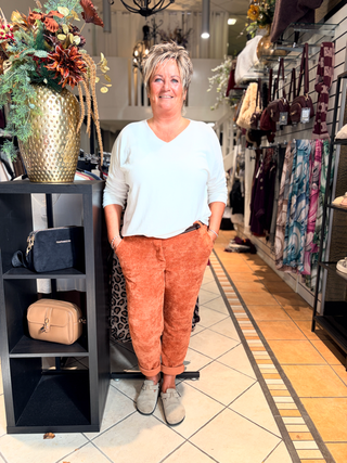 Rib Broek Ellen - Terracotta