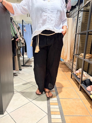 Linnen Broek Jasmine - Zwart