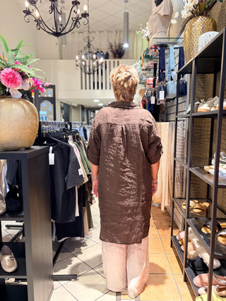 Linnen Blouse Lang - Coffee