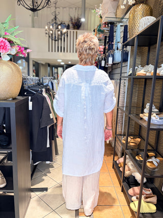 Linnen Blouse Lang - Wit