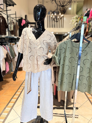 Blouse Broderie  Licht Beige