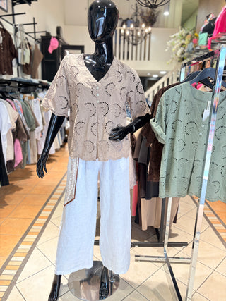 Blouse Broderie  Taupe