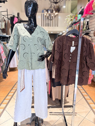 Blouse Broderie  Army Groen