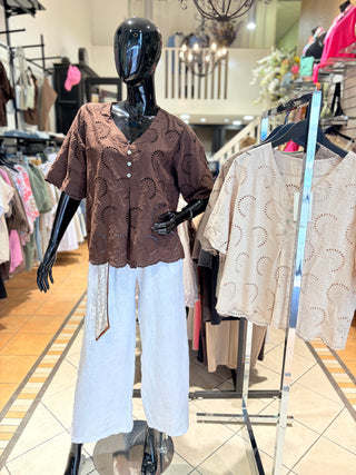 Blouse Broderie  Bruin