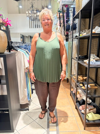 Top Plisse Sylvia - Army Groen