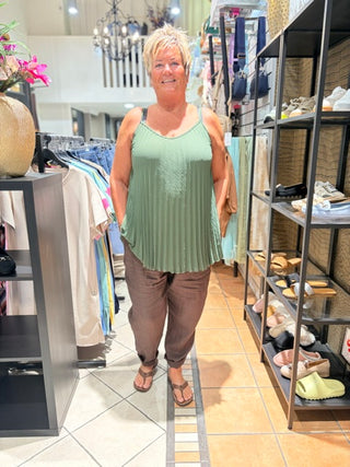 Top Plisse Sylvia - Army Groen